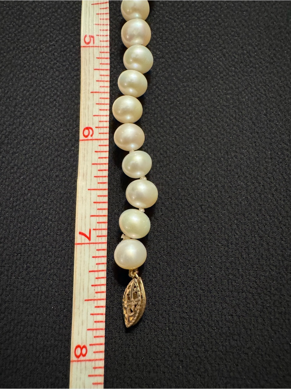 14K Gold Genuine Cultured Pearl Bracelet 8” Knotted - Signed CP - Picture 3 of 5